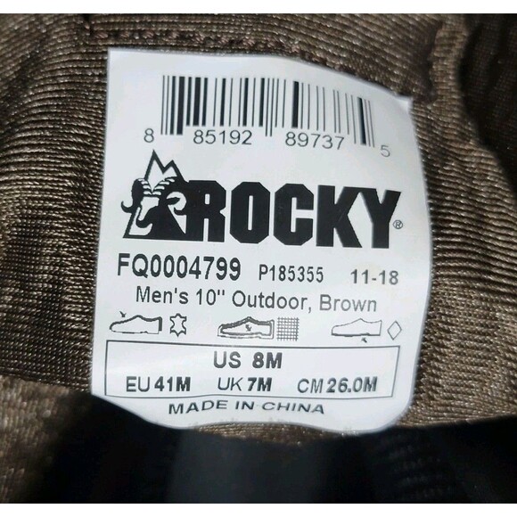 Rocky Jasper-Trac 8 M Insulated Boots Round Toe FQ0004799 Brown 8M Size New main image 8
